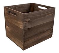 Creative Deco Grande boîte de rangement 33 x 37 x 33 cm Marron naturel Poignées confortables Coffre à souvenirs vintage Organiseur en bois