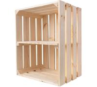 Creative Deco Caisse en Bois Naturel avec Etagere - 50x40x30 cm - Caisse de Rangement - Cagette Rangement Bois - Caisse Vin