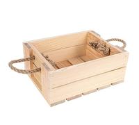 Creative Deco Caisse en Bois Noël Naturel | 25 x 19 x 10 cm | avec Poignées en Corde de Jute | Boîte de Rangement Noël | Caisse Rangement | Cagette en Bois | Livres, Jouets