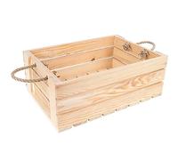 Creative Deco Caisse en Bois Noël Naturel | 42 x 29 x 16 cm | avec Poignées en Corde de Jute | Boîte de Rangement Noël | Caisse Rangement | Cagette en Bois | Livres, Jouets
