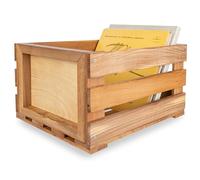 Creative Deco Caisse en Bois pour Vinyles 46 x 36 x 25 cm (+/- 1 cm) | Bac de Rangement | Boîte Vintage Rangement Vinyle | Jusqu'à 80 Disque | Coffre a Jouet