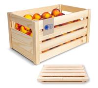 Creative Deco Caisse Pliante en Bois 46 x 29,5 x 23,5 cm Ajouré | Montage Simple et sans Outil | Boîte de Conservation pour Fruits et Légumes | Rangement pour Cadeau, Jouets | Boite Décorative