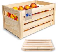 Creative Deco Caisse Pliante en Bois Ajouré 46 x 29,5 x 23,5 cm Rangement Fruits