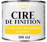 Creative Deco Cire de Finition Incolore | 500 ml | Vernis Transparent Clair | Léger Brillant | Protection des Meuble Bois, Parquet