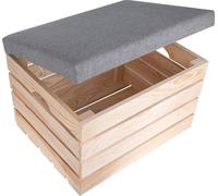 Creative Deco Coffre de Rangement Brut 50x40x35cm Banc de Rangement Pouf Rangement Naturel G