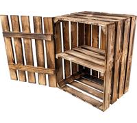 Creative Deco Coffre en Bois Flammé avec Étagère 50 x 40 x 30 cm Boîte en Bois Vintage Jouets Flammé