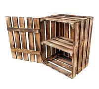 Creative Deco Coffre en Bois Flammé avec Étagère | 50 x 40 x 30 cm | Boîte en Bois Vintage | Étagère Murale | Parfait Stockage pour Cadeau | Décoration Bricolage | Documents Outils Jouets