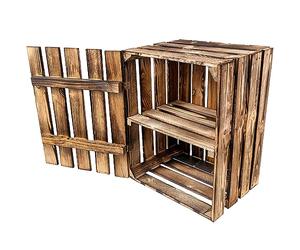 Creative Deco Coffre en Bois Flammé avec Étagère | 50 x 40 x 30 cm | Boîte en Bois Vintage | Étagère Murale | Parfait Stockage pour Cadeau | Décoration Bricolage | Documents Outils Jouets