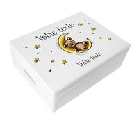 Creative Deco Coffret à Souvenirs Blanche en Bois Personnalisé pour Bébé avec Prénom et Votre Texte | Rangement pour Jouets | Coffret Cadeau Personnalisable | Coffret Souvenir