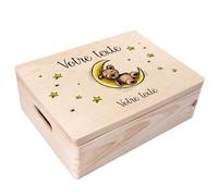 Creative Deco Coffret à Souvenirs en Bois Personnalisé pour Bébé avec Prénom et Votre Texte | Rangement pour Jouets | Coffret Cadeau Personnalisable | Coffret Souvenir
