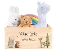 Creative Deco Coffret à Souvenirs en Bois Personnalisé pour Bébé avec Votre Texte | 30 x 20 x 13 cm (+/- 1cm) | Animaux | Rangement pour Jouets | Coffret Cadeau Personnalisable | Coffret Souvenir