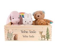 Creative Deco Coffret à Souvenirs en Bois Personnalisé pour Bébé avec Votre Texte | 40 x 30 x 14 cm (+/- 1cm) | Animaux | Rangement pour Jouets | Coffret Cadeau Personnalisable | Coffret Souvenir