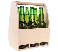 Creative Deco Coffret en Bois pour 6 Bières | Porte-Bouteilles en Bois | 24 x 16 x 30 cm (+/- 1 cm) | Panier à Bière | Cadeau Homme | Range-Bouteilles