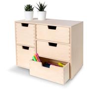 Creative Deco Commode Boite Rangement Bois | 5 Tiroirs | 36 x 20 x 28,5 cm | Organisation Bureau et Stockage | Coffret Boîte Parfait pour les Accessoires, Cartes, Papier et Papeterie de Bureau