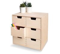 Creative Deco Commode Boite Rangement Bois | 6 Tiroirs | 28,5 x 20 x 28,5 cm | Organisation Bureau et Stockage | Coffret Boîte Parfait pour les Accessoires, Cartes, Papier et Papeterie de Bureau