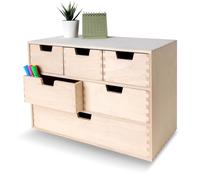 Creative Deco Commode Boite Rangement Bois | 6 Tiroirs | 42 x 20 x 28,5 cm | Organisation Bureau et Stockage | Coffret Boîte Parfait pour les Accessoires, Cartes, Papier et Papeterie de Bureau