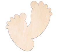 Creative Deco Décoration Baby Shower Personnalisée en Contreplaqué ou MDF de 3 mm | 2 Petits Pieds | Taille 5-100 cm | Formes Bébé en Bois | Découpe Laser pour Découpage, Artisanat