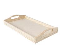 Creative Deco Dimensions du plateau de service en bois avec poignée - 39,5 x 24 x 6,3 cm - Plateau en bois non traité - Parfait pour servir, décorer, cuisiner et petit-déjeuner