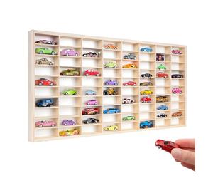 Creative Deco Étagère de Collection en Bois pour Petites Voitures - 80 Compartiments Réglables | Étagère Murale Verticale pour Figurines | Vitrine de Collection 78,5 x 40 x 4 cm