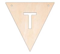 Creative Deco Fanion en Bois Personnalisé en Contreplaqué de 3 mm | Lettre T | 10-100 cm | Formes en Bois | Guirlande de Fanions Chambre Enfant | Découpe Laser Anniversaire, Découpage