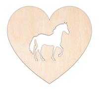 Creative Deco Forme Personnalisée en Contreplaqué ou MDF de 3 mm | Cheval dans un Cœur | Taille 5-100 cm | Formes Hobby en Bois | Décoration Murale | Découpe Laser pour Découpage, Artisanat