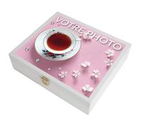 Creative Deco Grande Boîte à Thé Bois Blanc | Cadeau Personnalisé avec Photo | Boîte à Thé 12 Compartiments | Votre Propre Photo | Coffret Cadeau pour Femme, Homme | Amateur de Thé