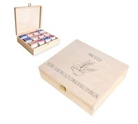 Creative Deco Grande Boîte à Thé en Bois | Cadeau Personnalisé Texte Souhaité + Graphique Cadeau Individuel | Boîte à Thé 12 Compartiments | Coffret Cadeau pour Femme, Homme | Amateur de Thé