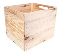 Creative Deco Grande boîte de rangement | 33 x 37 x 33 cm | Convient pour les étagères Kallax | Couleur beige naturel | Poignées confortables | Boîte à souvenirs vintage | Organiseur en bois non peint