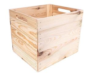 Creative Deco Grande boîte de rangement | 33 x 37 x 33 cm | Convient pour les étagères Kallax | Couleur beige naturel | Poignées confortables | Boîte à souvenirs vintage | Organiseur en bois non peint