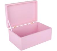 Creative Deco Grande Boite de Rangement en Bois à Décorer Rose 30x20x14 cm Naturel avec Couvercle Boîte Caisse Malle Outil