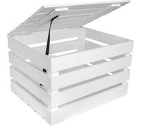 Creative Deco Grande Boite Rangement en Bois Blanc 50 x 40 x 30cm avec Couvercle