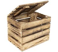 Creative Deco Grande Boite Rangement en Bois Flammé | 27.5 x 20 x 21.5 cm