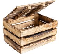 Creative Deco Grande Boite Rangement en Bois Flammé 40 x 30 x 22 cm Coffre Vintage Flammé G