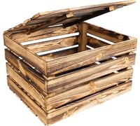 Creative Deco Grande Boite Rangement en Bois Flammé 50 x 40 x 30 cm