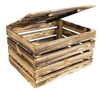 Creative Deco Grande Boite Rangement en Bois Flammé | 50 x 40 x 30 cm