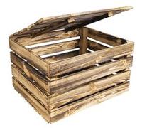 Creative Deco Grande Boite Rangement en Bois Flammé 50 x 40 x 30 cm
