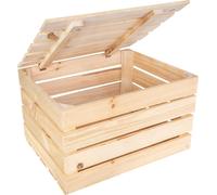 Creative Deco Grande Boite Rangement en Bois Naturel 50 x 40 x 30 cm