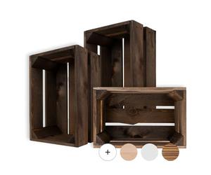 Creative Deco Grande Caisse en Bois Marron avec Poignées | 30 x 20 x 15 cm | Boîte de Rangement pour Souvenirs | Panier Vintage