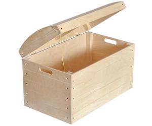 Creative Deco Grande Coffre Noel Boîte Pirate Boite Rangement en Bois | 56,5 x 33 x 36,5 cm | avec Poignées et Couvercle | Non-Peint et Non-Fini | Malle Caisse pour Jouet Outil Objet Noël
