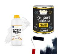 Creative Deco Kit Peinture Tableau Noir + Apprêt Blanc 1L | Mat, A base d'Eau et Non Toxique | Idéal pour Murs, Meubles, Bois, Verre et Métal | Séchage Rapide | Protection Contre les Tâches