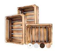 Creative Deco Lot de 3 Caisse en Bois Flammé | 40 x 30 x 15 cm | Caisse | Rangement Bois | Caisse en Bois Vintage | Cagette Bois Deco | Cagette en Bois | Caisse en Bois Rangement | Boite Decoration