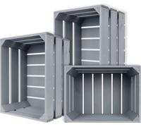 Creative Deco Lot de 3 Caisse en Bois Gris 40 x 30 x 23 cm Caisse Rangement Bois