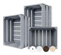 Creative Deco Lot de 3 Caisse en Bois Gris 40 x 30 x 23 cm Caisse Rangement Bois
