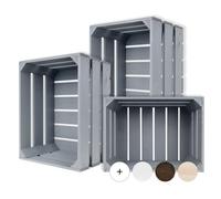 Creative Deco Lot de 3 Caisse en Bois Gris | 40 x 30 x 23 cm | Caisse Rangement Bois | Caisse en Bois Vintage | Cagette Bois Deco | Cagette en Bois | Caisse en Bois Rangement | Boite Decoration