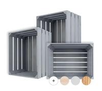 Creative Deco Lot de 3 Caisse en Bois Gris | 50 x 40 x 30 cm | Caisse Rangement Bois | Caisse en Bois Vintage | Cagette Bois Deco | Cagette en Bois | Caisse en Bois Rangement | Boite Decoration