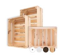 Creative Deco Lot de 3 Caisse en Bois Naturel | 40 x 30 x 15 cm | Caisse
