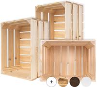 Creative Deco Lot de 3 Caisse en Bois Naturel 40 x 30 x 23 cm Caisse Rangement