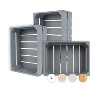 Creative Deco Lot de 3 Caisses en Bois Gris | 40 x 30 x 15 cm | Rangement Vintage | Cagette Deco | Boite Decoration