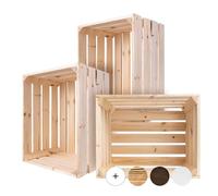 Creative Deco Lot de 3 Caisses en Bois Naturel | 50 x 40 x 30 cm | Rangement Vintage | Cagette Deco | Boite Decoration