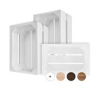 Creative Deco Lot de 3 petites caisses en bois blanc - 30 x 20 x 15 cm - Boîtes à vin et fruits - Bois poli - Vintage - Parfait comme panier cadeau décoratif - Boîte à jouets vide